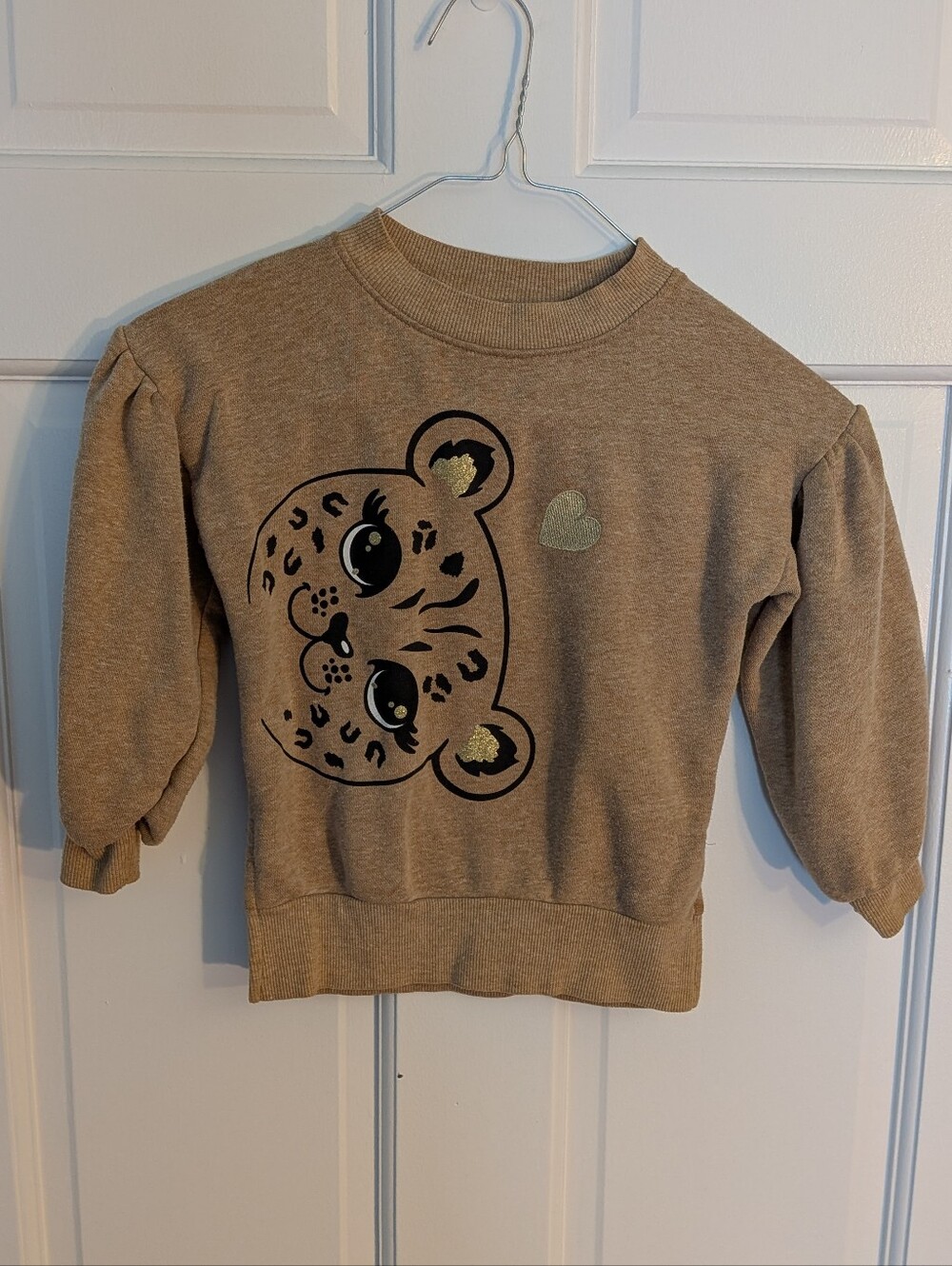 Garanimals Girls Leopard Face Long Sleeve Sweatshirt, size 5